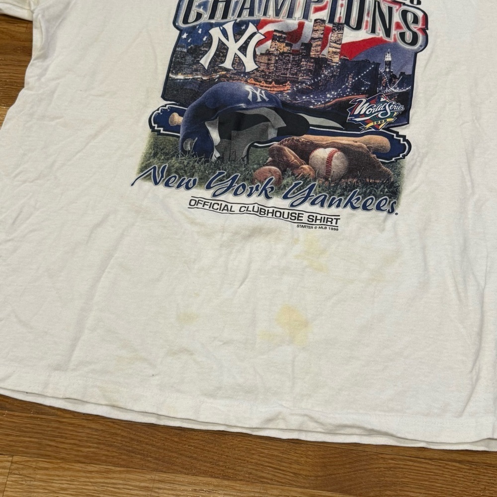 VNTG New York Yankees 1998 World Series Champions Starter T-Shirt Men’s XL White - Picture 3 of 12